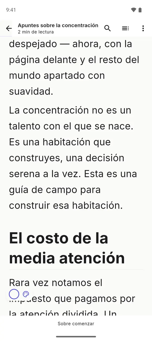 Lector con tamaño de fuente ajustable y fuentes de lectura