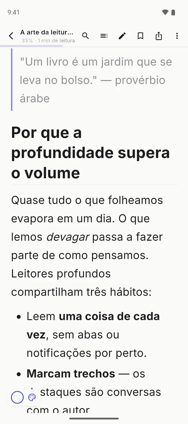 Leitor com tamanho de fonte ajustável e fontes de leitura