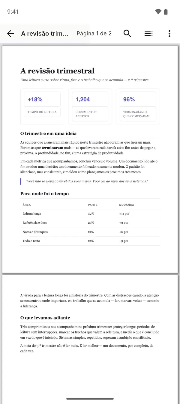 Documento PDF aberto no MarkDeck com layout limpo
